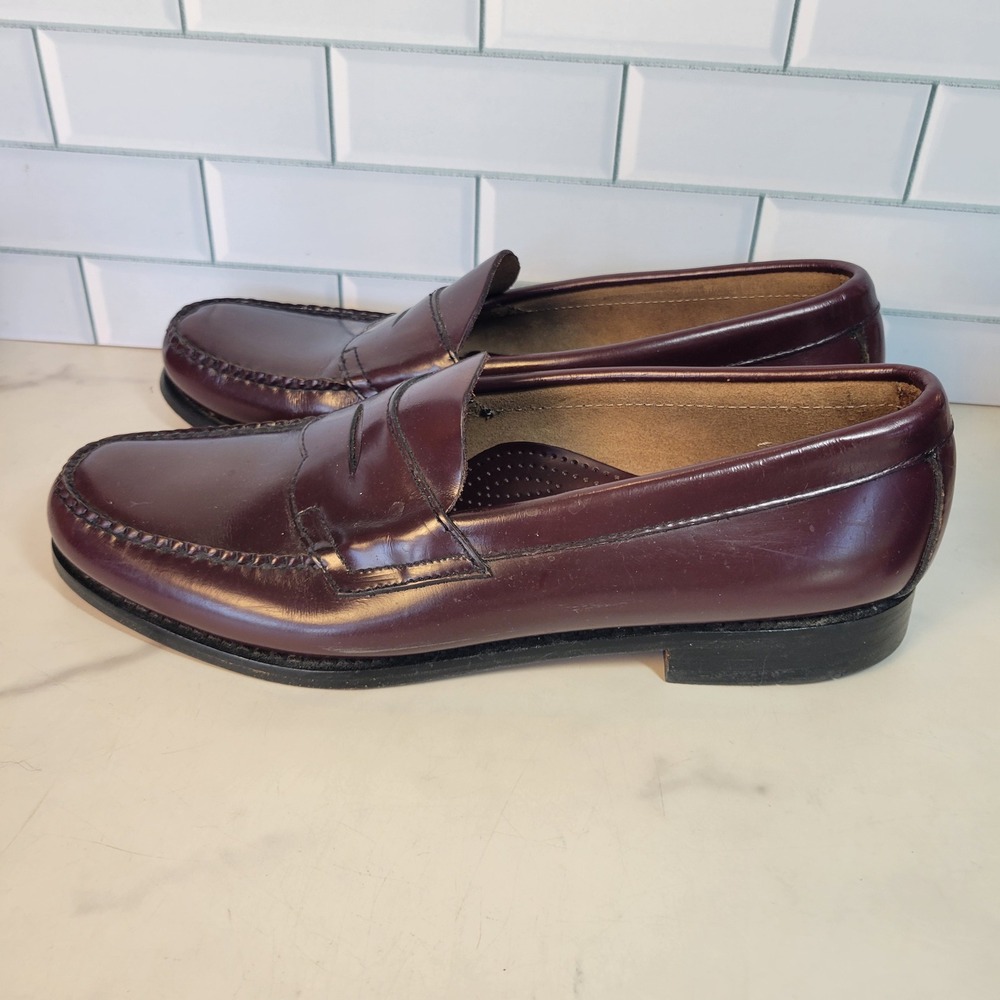 Vintage GH Bass Weejuns Logan Oxblood Burgundy Leather Penny Loafers Size 10 D
